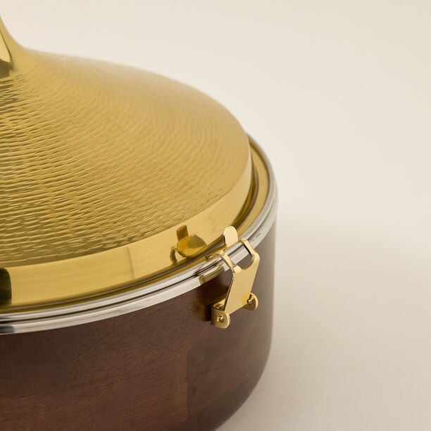 FOOD WARMER ,WITH LID HAMMERED GOLD CO DIA image number 3