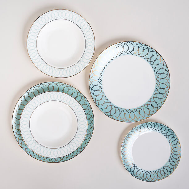 لا ميسا طقم عشاء بورسلان ذهبي/فيروزي 18 قطعة image number 0