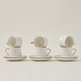 طقم اكواب قهوة 12 قطعة لون ابيض/ ذهبي من لاميسا