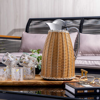 Dallety Steel Vacuum Flask Rattan Design Brown 1L