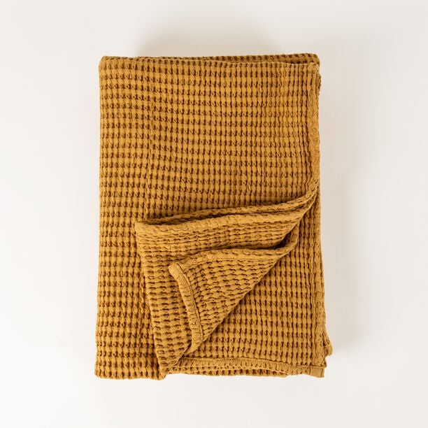 Boutique Blanche Waffle 100% Cotton Woven Throw Mustard 130*180cm image number 0