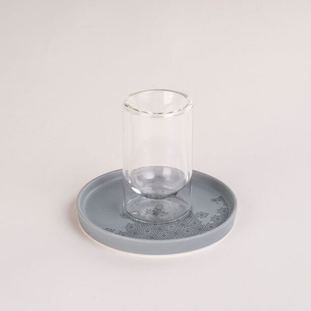 Dallaty grey porcelain and glass Tea and coffee cups set 18 pcs image number 2