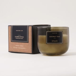 شمعة معطرة بعطر خشب الساج وجوز الهند في كوب زجاجي 320جم