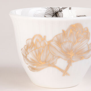 La Mesa white glass and porcelain coffee and tea cups set 21 pcs