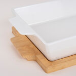 طبق فرن/تقديم بورسلان مع قاعدة بامبو من لاميسا image number 1