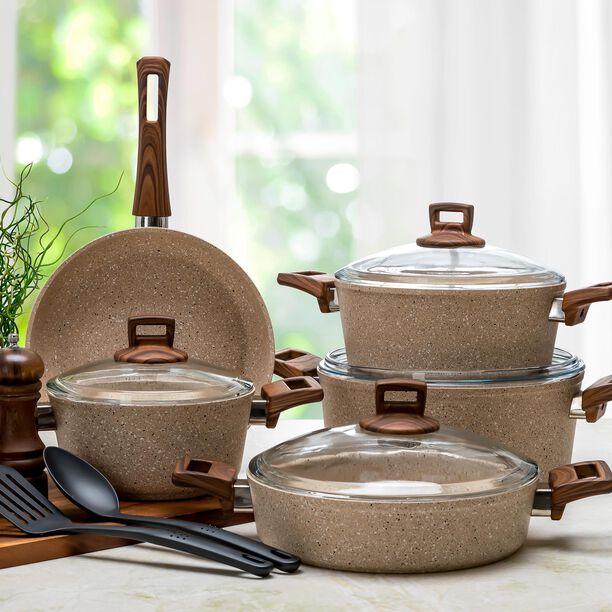 Alberto Granite 9Pcs Cookware Brownstone Color image number 9