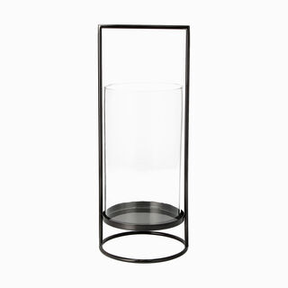 Stainless Steel Lantern With Clear Glass Gun Metal Finish