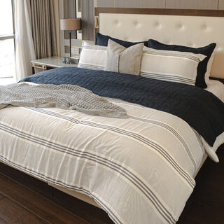 Boutique Blanche striped grey microfiber king comforter set 6 pcs