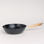 Wok Pan W/Wood Handle Non Stick Round Dia:25Cm 1.5Mm Black Japan image number 2