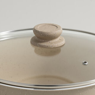 Alberto aluminum cooking pot with glass lid 6.8L, cream