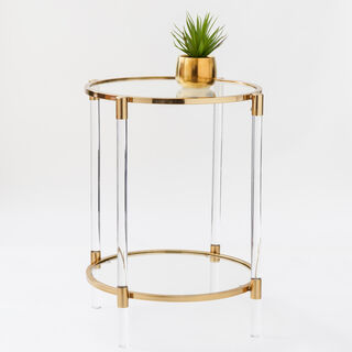 هومز طاولة قهوة من الأكريليك باللون الذهبي قطر 86 سم