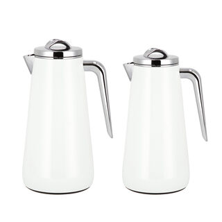 Dallaty Eve set of 2 steel vacuum flask white & chrome