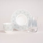 Zukhroof 28 Pieces Porcelain Tea And Coffee Set Othmani Gray Serve 6 image number 1