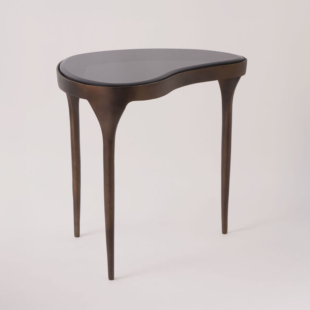 Homez metal side table metal with black glass 63*44*63 cm image number 0