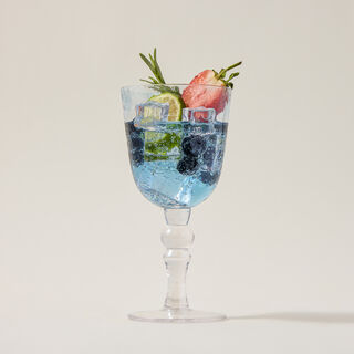 Glass Stem Goblets Cold Spot And Blue Luster