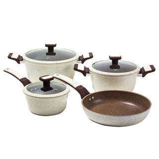 Alberto Stone Series 7 Pieces Cookware Set Cream Color