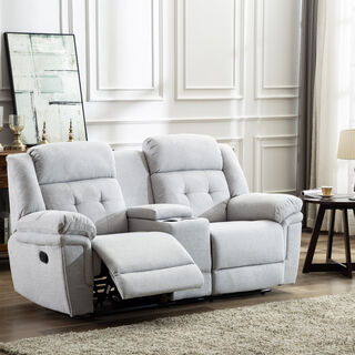 2 Seater Recliner Armchair Ash Linen