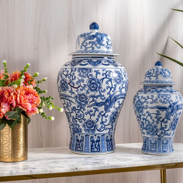 Deco Jar Blue And White 29 *29 *52 cm image number 0