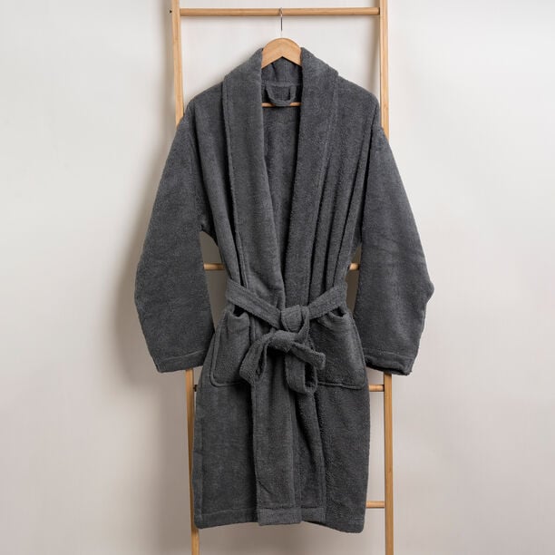 Ultra soft bathrobe, gray size S/M image number 1