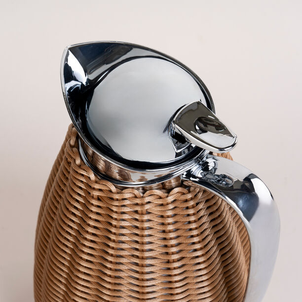 Dallaty Stainless Steel Vacuum Flask Rattan With Design Of Bamboo Light Brown 1L image number 2