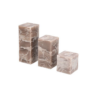 Marble Square Candle 8*8*20 cm Milky Brown