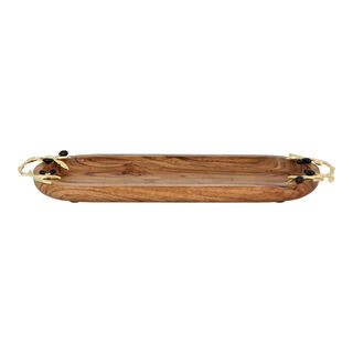 Wooden Oval Tray With Olive Handle 40Cm