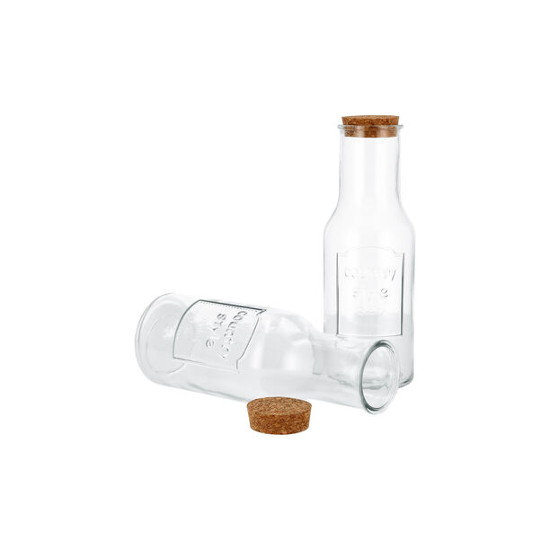 البرتو طقم برطمانات عصير زجاج شفاف بحامل معدني 2 قطعة image number 2