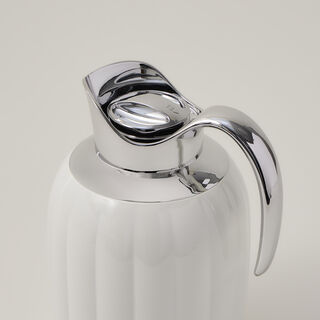 Dallaty pumpk steel vacuum flask white & chrome 1L
