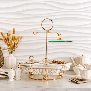 طقم أطباق تقديم مع سخّان 3 قطع