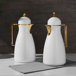 Dallaty 2 Pieces Plastic Vacuum Flask Koufa White & Gold 1L image number 6