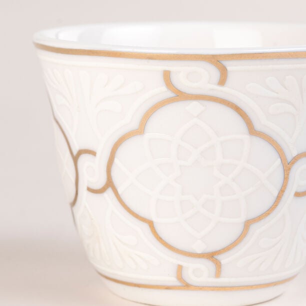 Dallaty white and gold porcelain tea and coffee cups set 18 pcs image number 3