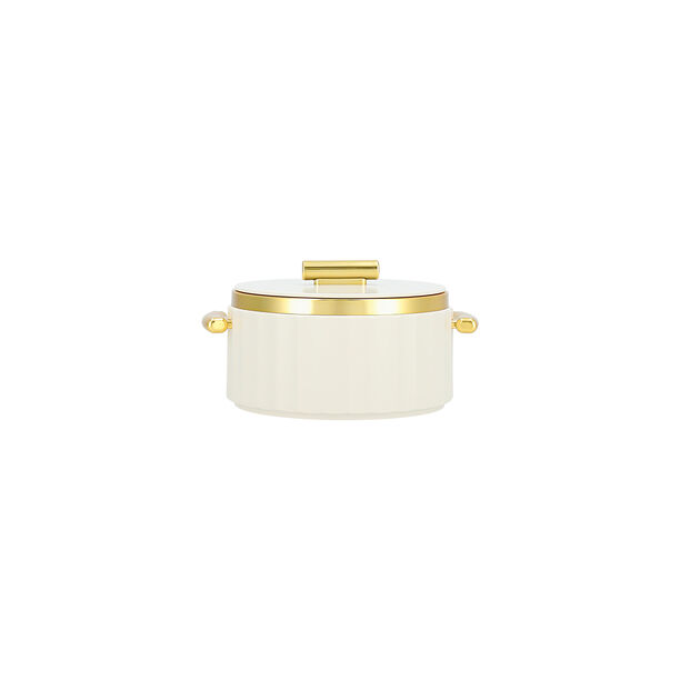La Mesa matte off white & gold plastic food warmer 1L image number 0