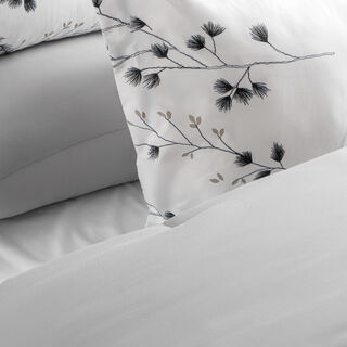 Cottage Microfiber King Comforter 6 Pcs Set, White/Grey, 230*250Cm