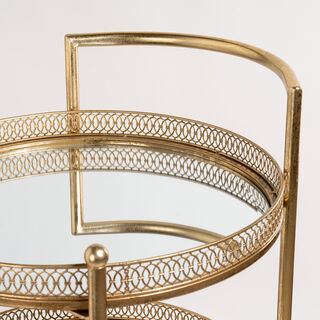 Serving Trolley 3 Tier Metal Gold Round Shape