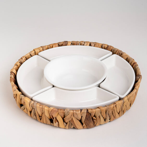 5 Pcs Section Tray With Sea Grass Basket image number 0