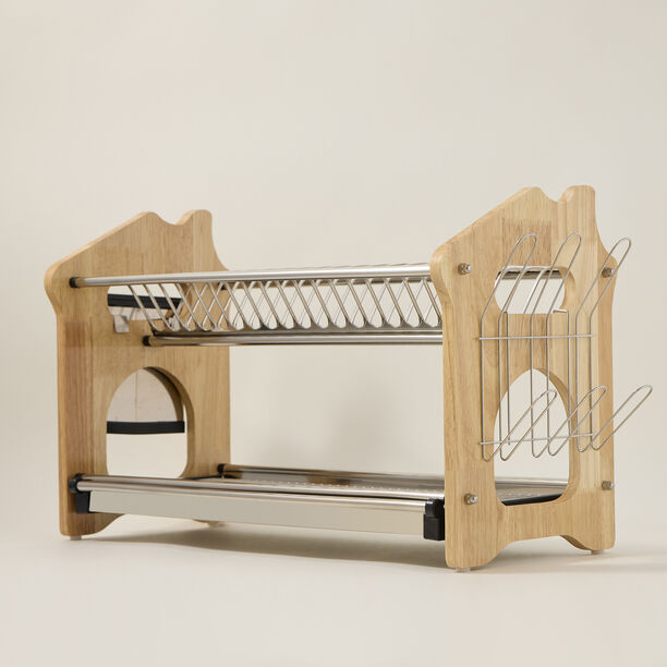 Alberto Dish Rack 2 Layer Stainless Steel With Wood  image number 1