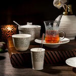 Zukhroof 28 Pieces Porcelain Tea And Coffee Set Othmani Gray Serve 6 image number 8