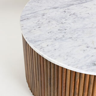 هومز طاولة قهوة من الخشب والرخام باللون البني 40*90*90سم