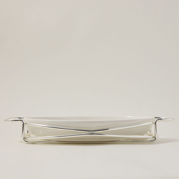 Oval Plate With Stand Silver 12" image number 2
