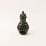 Homez dark green ceramic candle holder 12.1*12.1*24.7 cm image number 0