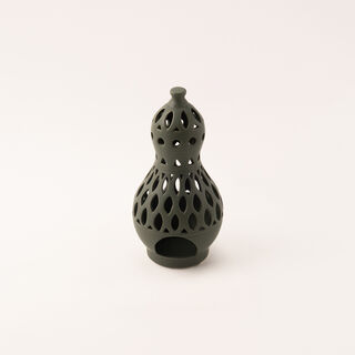 Homez dark green ceramic candle holder 12.1*12.1*24.7 cm