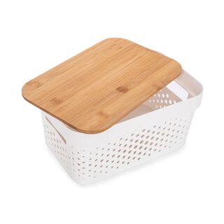 3.5L storage basket with bamboo lid 26.5*17.3*12.5 cm
