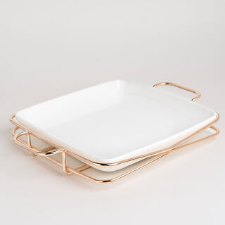 Square Plate With Stand Silver