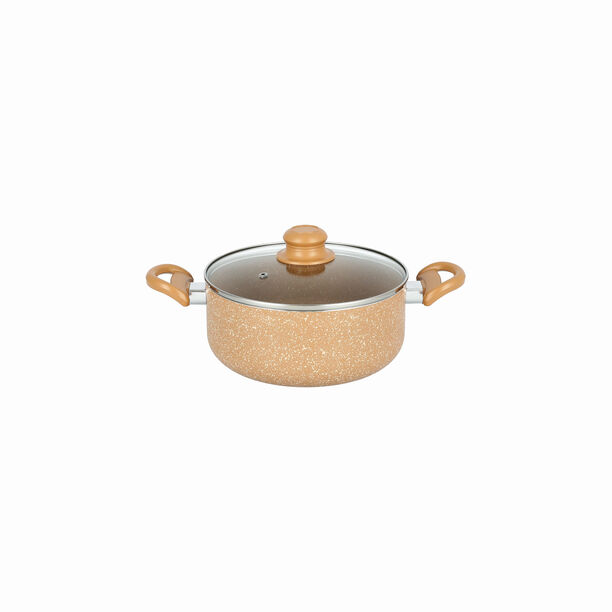 Pentola 7Pcs Aluminum Non Stick Cookware Set With Glass Lids, Brown image number 2