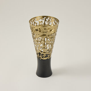 Ambra gold metal arabic calligraphy oud burner with a box and a picker 14*14*28 cm