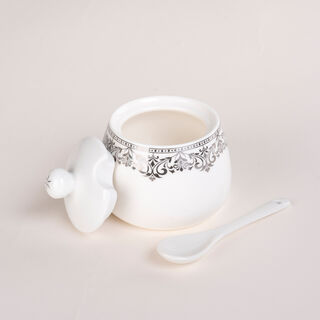 Lamesa 28Pc Porcelain Tc Set G&S White Silver