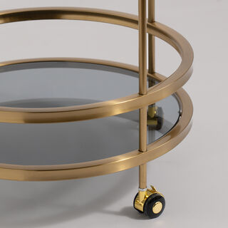 هومز عربة تقديم معدن بطابقين 90*50سم، ذهبي