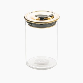 Alberto glass storage jar with gold lid 700 ml