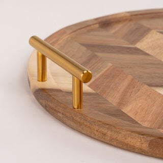 Round wooden serving tray 35.6*35.6*5.4 cm