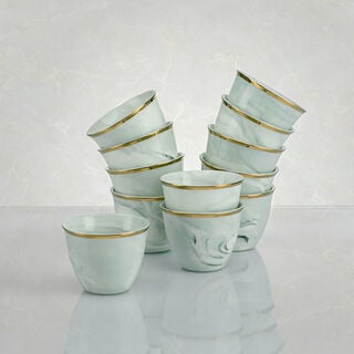 La Mes Grey Marble Arabic Coffee Set 12 Pieces With Gold 
